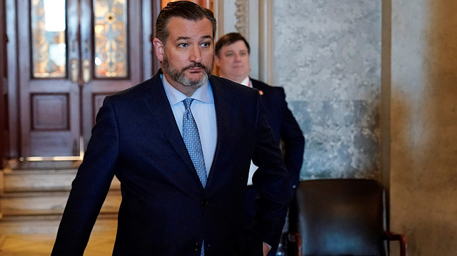 Senator Ted Cruz departs after the Republican policy luncheon 