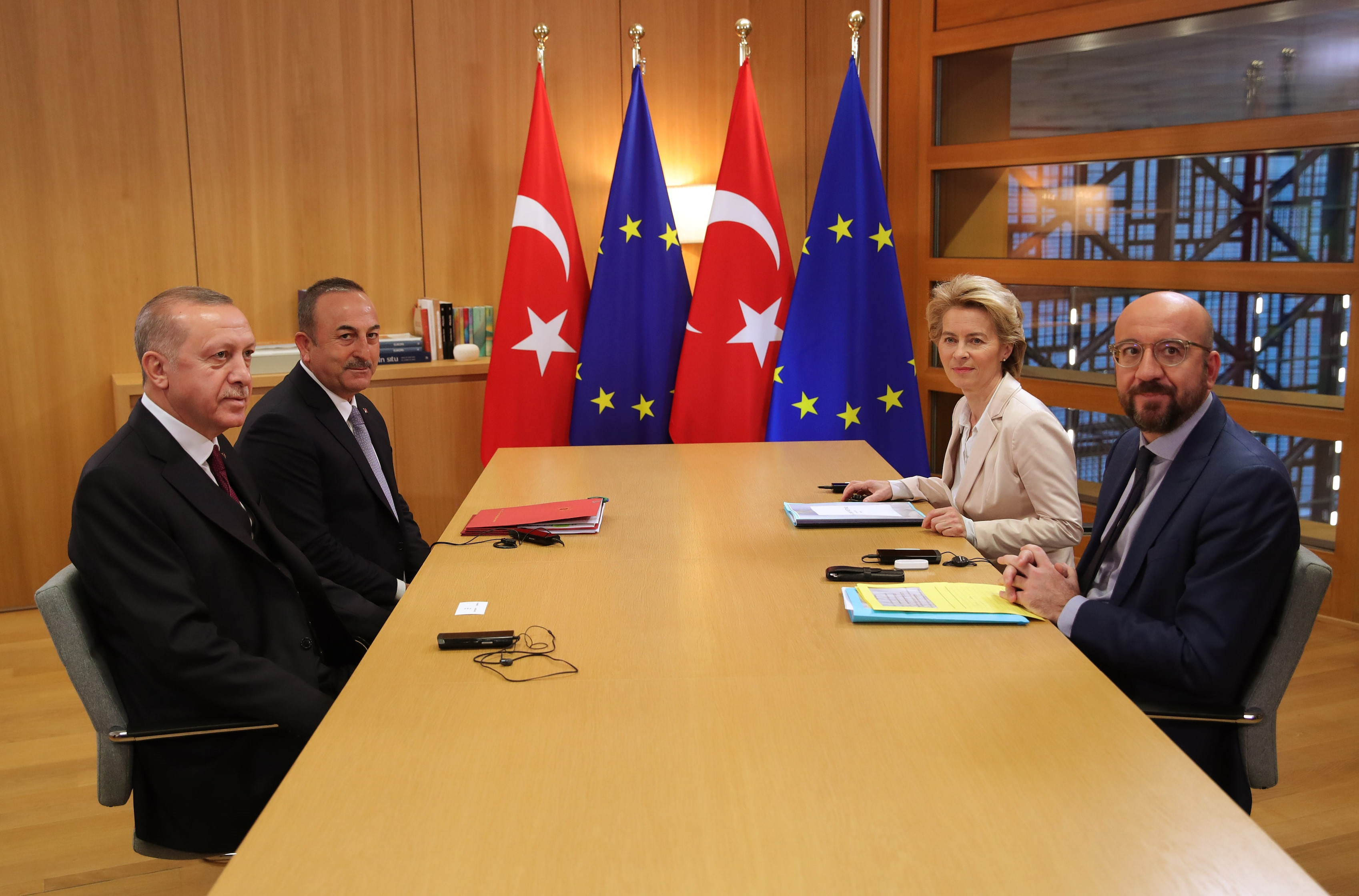 Cumhurbaşkanı Erdoğan'ın Avrupa Komisyonu Başkanı Ursula Von Der Leyen ve AB Konseyi Başkanı Charles Michel'le görüşmesi.