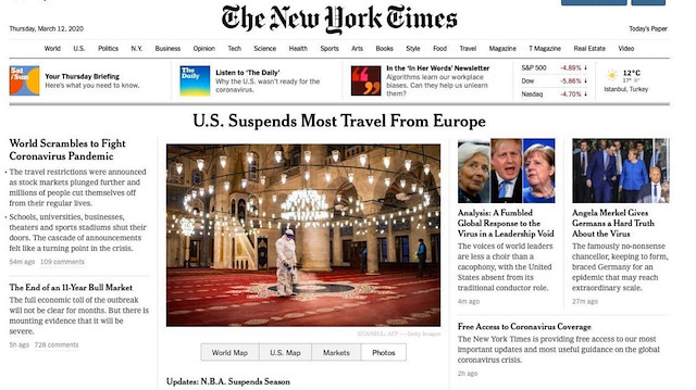 NY Times'tan skandal haber: Korona haberini Türkiye'den fotoğraflarla verdiler