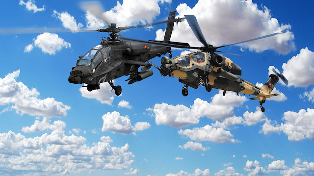 AH-64D tipi Apache helikopteri ve T-129B tipi ATAK helikopteri 