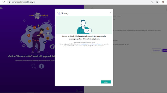 Sağlık Bakanlığı'ndan online koronavirüs kontrol servisi