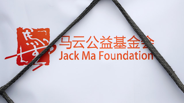 A tag is seen on a consignment of medical donation from Chinese billionaire Jack Ma 