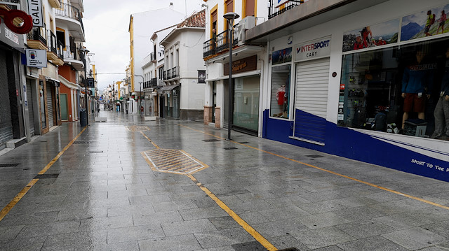 An empty La Bola street is pictured during partial lockdown as part of a 15-day state of emergency to combat the coronavirus disease (COVID-19) outbreak in downtown Ronda, southern Spain, March 22, 2020