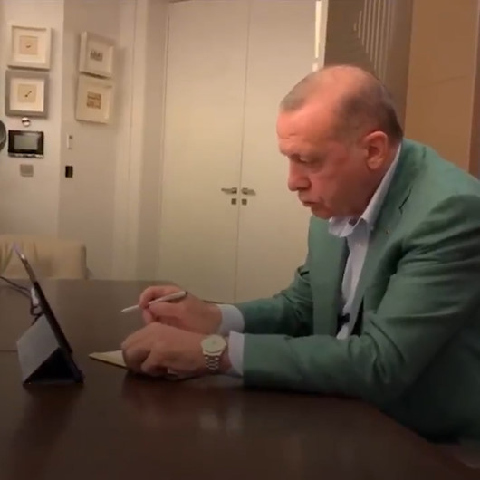 Erdoğan süreci adım adım takip ediyor: Bakanlarla telekonferans yaptığı anlar yayınlandı