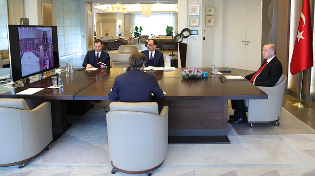 Cumhurbaşkanı Erdoğan, telekonferans toplantısı yaptı. 