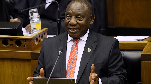 FILE PHOTO: President Cyril Ramaphosa delivers his State of the Nation address at parliament in Cape Town, South Africa, February 13, 2020. REUTERS/Sumaya Hisham/File Photo

