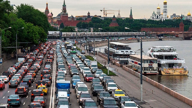 Moskova'da trafik en üst düzeye çıktı.