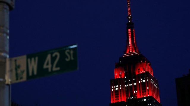 File photo: The Empire State Building is lit in red to honor emergency workers during the outbreak of coronavirus disease (COVID-19) in Manhattan, New York City, U.S. April 2, 2020