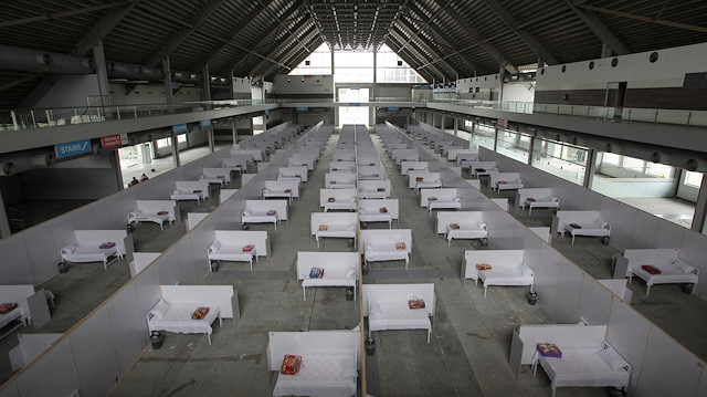 File photo: A general view of beds set up at the premises of the Expo Center, after the government turned it into a hospital following the outbreak of coronavirus disease (COVID-19), in Lahore, Pakistan March 26, 2020