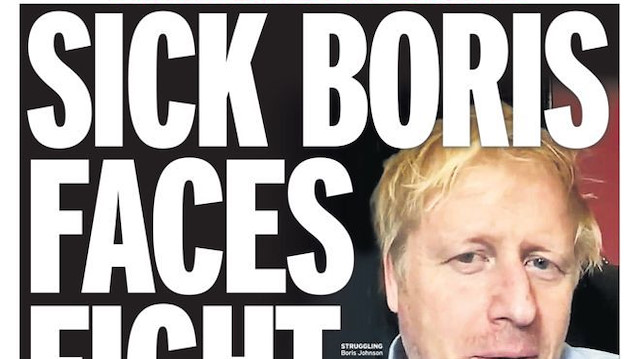 Daily Mirror gazetesinin manşeti: Hasta Boris yaşam mücadelesi veriyor.
