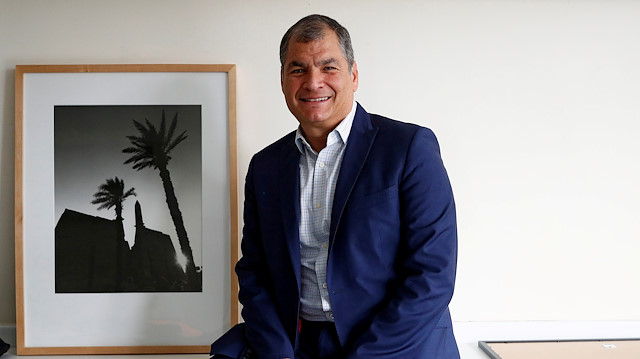 FILE PHOTO: Ecuador's former president Rafael Correa poses ahead of an interview with Reuters in Brussels, Belgium, October 8, 2019. REUTERS/Francois Lenoir/File Photo
