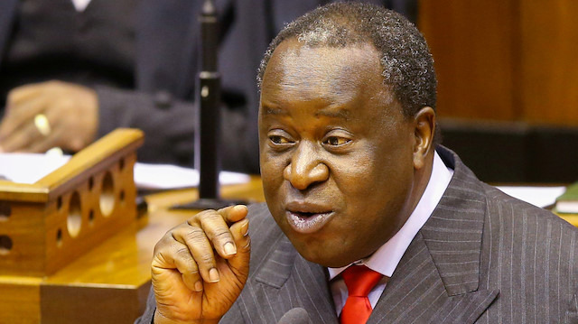 FILE PHOTO: South African Finance Minister Tito Mboweni speaks during his budget speech at Parliament in Cape Town, South Africa, October 30, 2019. REUTERS/Sumaya Hisham -/File Photo


