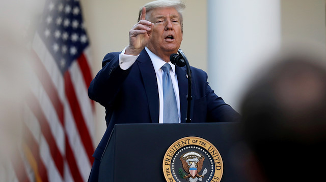 U.S. President Donald Trump addresses the daily coronavirus task force briefing in the Rose Garden at the White House in Washington, U.S., April 15, 2020. REUTERS/Leah Millis


