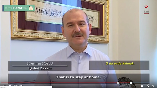 Bakan Soylu, Türk halkına 'evde kal' mesajı verdi. 
