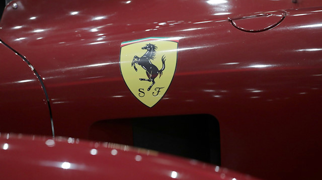 File photo: The logo of sports car manufacturer Ferrari is pictured during the inauguration of Ferrari exhibition in Monaco, December 3, 2018