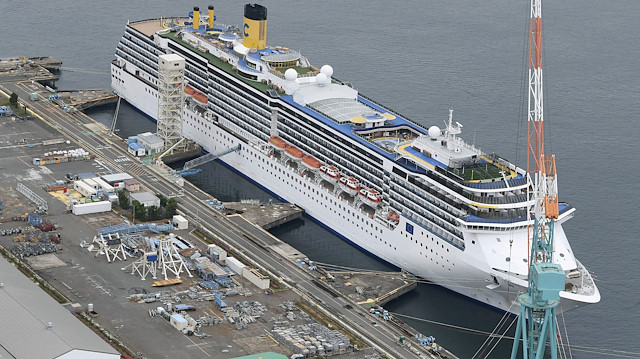 An aerial view shows Italian cruise ship Costa Atlantica