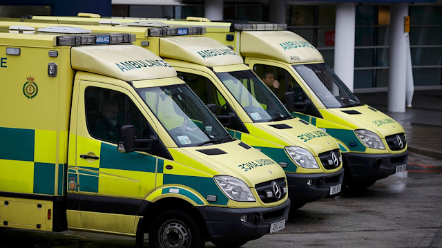 Ambulances wait outside the emergency department at the Royal University Hospital