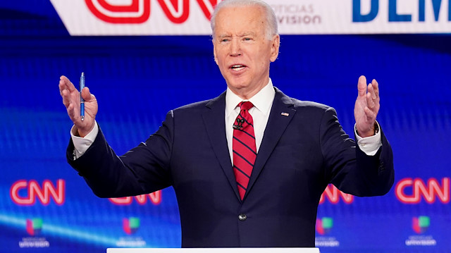 FILE PHOTO: Democratic U.S. presidential candidate and former Vice President Joe Biden speaks during the 11th Democratic candidates debate of the 2020 U.S. presidential campaign, held in CNN's Washington studios without an audience because of the global coronavirus pandemic, in Washington, U.S., March 15, 2020. REUTERS/Kevin Lamarque/File Photo

