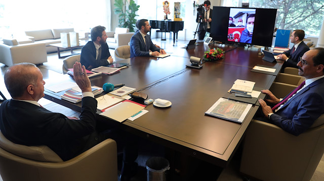 Cumhurbaşkanı Erdoğan, video konferans görüşmesi gerçekleştirdi. 