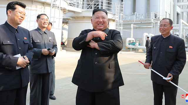 North Korean leader Kim Jong Un attends the completion of a fertiliser plant, in a region north of the capital, Pyongyang, in this image released by North Korea's Korean Central News Agency (KCNA) on May 2, 2020. KCNA/via REUTERS ATTENTION EDITORS - THIS IMAGE WAS PROVIDED BY A THIRD PARTY. REUTERS IS UNABLE TO INDEPENDENTLY VERIFY THIS IMAGE. NO THIRD PARTY SALES. SOUTH KOREA OUT.  