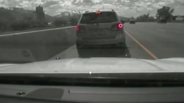 A dash cam footage shows Utah Highway Patrol following a car driven by a five-year-old boy, who was stopped as he attempted to travel to California in his parents' vehicle after getting into an argument with his mother about purchasing a Lamborghini, according to authorities, in Ogden, Utah, U.S. May 4, 2020 in this picture obtained from social media. Picture taken May 4, 2020. UTAH HIGHWAY PATROL/via REUTERS ATTENTION EDITORS - THIS IMAGE HAS BEEN SUPPLIED BY A THIRD PARTY. MANDATORY CREDIT. NO RESALES. NO ARCHIVES.

