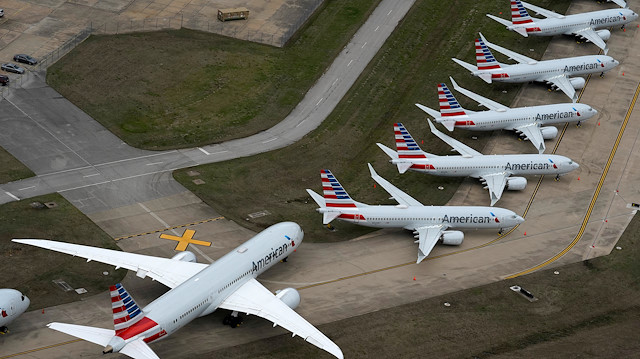 FILE PHOTO: American Airlines passenger planeS parked at Tulsa International Airport in Tulsa, Oklahoma