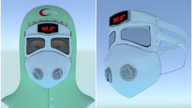The smart mask, which is integrated with a digital fever detection system, can measure body temperature both manually and automatically by scanning faces using sensor technology