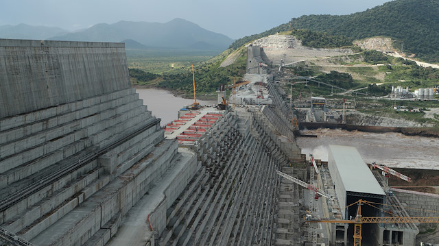 Ethiopia's Grand Renaissance Dam is seen as it undergoes construction work