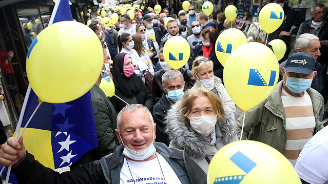 Bosnians protest against corruption and a delayed election in Sarajevo, Bosnia and Herzegovina May 30, 2020.