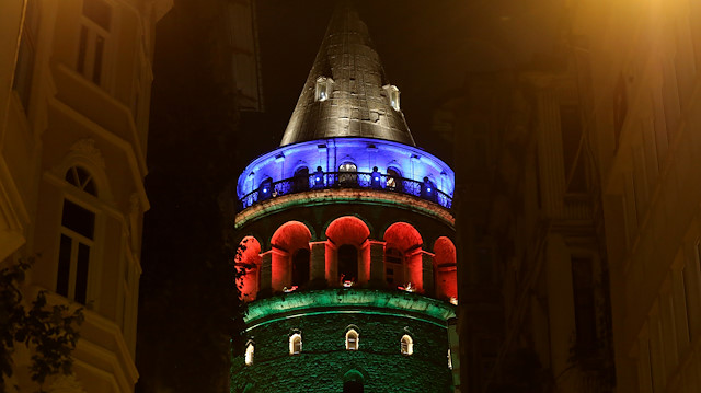 File photo: Istanbul's landmarks are illuminated with colors of Azerbaijan's flag

