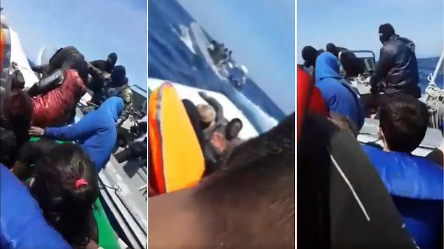 A video shows migrants screaming as men in balaclavas boarded their boat in the Aegean Sea as they tried to head for Lesbos - Courtesy of The Times / Hannah Lucinda Smith