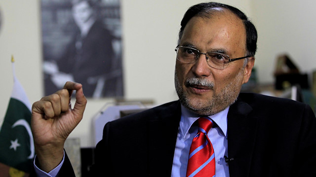 FILE PHOTO: Ahsan Iqbal Pakistan's Minister of Planning and Development speaks with a Reuters correspondent during an interview in Islamabad, Pakistan June 12, 2017. Picture taken June 12, 2017. REUTERS/Caren Firouz/File Photo

