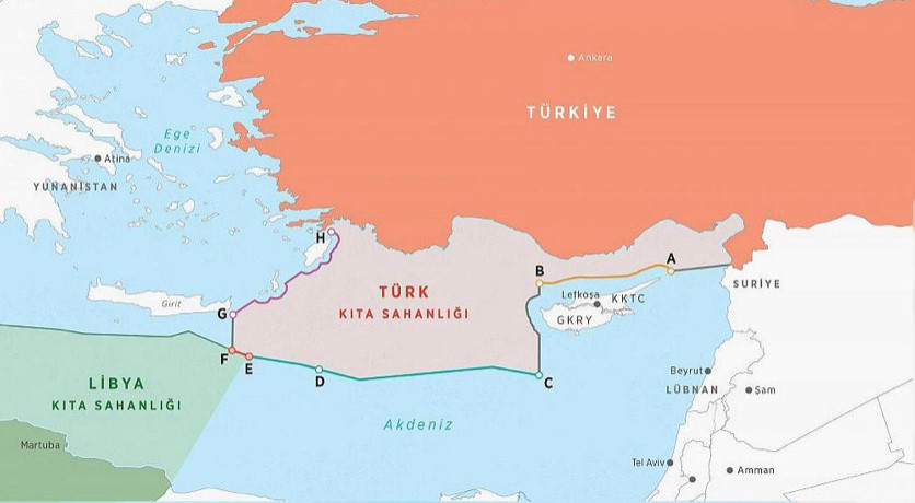Türkiye-Libya deniz yetki sınırlama anlaşması haritası.