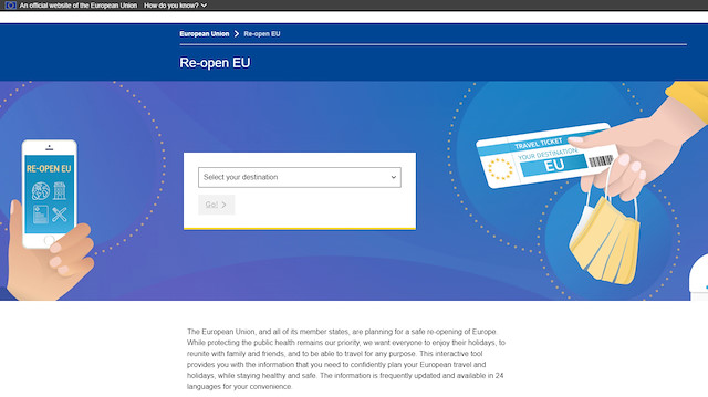 The platform, Re-open EU aims at providing safe reliable information on travel and tourism to all EU countries