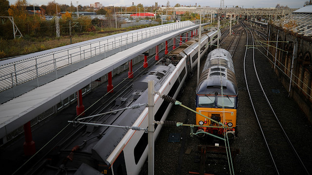 FILE PHOTO: Trains are seen at the railway station in Crewe, Britain November 13, 2019