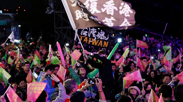 Tayvan'da yapılan Hong Kong'a destek mitingi