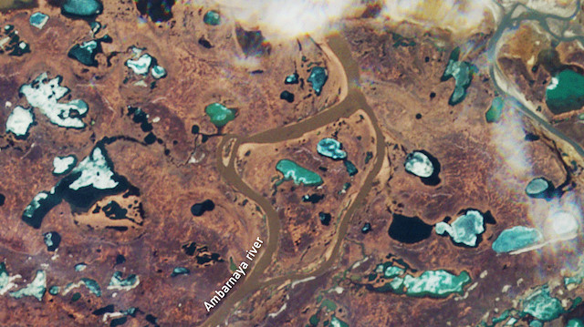 An image captured on May 23, 2020 by the Copernicus Sentinel-2 mission shows Ambarnaya River before a diesel spill by a fuel tank at a power plant near Norilsk, operated by a subsidiary of Norilsk Nickel, and collapsed on May 29th. Picture taken May 23, 2020. Contains modified Copernicus Sentinel data (2020), processed by ESA, CC BY-SA 3.0 IGO/via REUTERS 