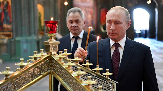 Russia's President Vladimir Putin and Defence Minister Sergei Shoigu visit the newly constructed Resurrection of Christ Cathedral, the main Orthodox Cathedral of the Russian Armed Forces, near Moscow, Russia June 22, 2020. Sputnik/Alexei Nikolsky/Kremlin via REUTERS ATTENTION EDITORS - THIS IMAGE WAS PROVIDED BY A THIRD PARTY.

