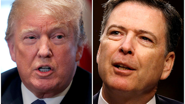 FILE PHOTO: A combination of file photos show U.S. President Donald Trump in the White House in Washington, DC, U.S. April 9, 2018 and former FBI Director James Comey on Capitol Hill in Washington, U.S., June 8, 2017