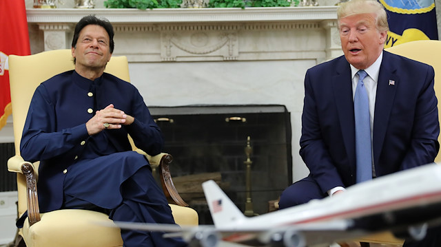 Pakistan’s Prime Minister Imran Khan listens while meeting with U.S. President Donald Trump in the Oval Office at the White House in Washington, U.S., July 22, 2019. REUTERS/Jonathan Ernst

