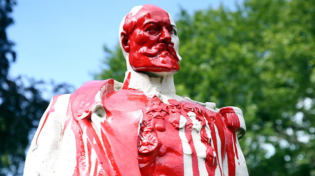 A statue of former Belgian King Leopold II