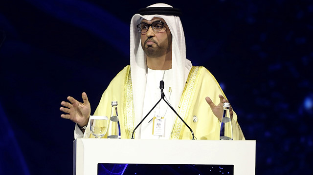 FILE PHOTO: Sultan al-Jaber, UAE Minister of State and the Abu Dhabi National Oil Company (ADNOC) Group CEO, speaks at the 24th World Energy Congress in Abu Dhabi, United Arab Emirates September 9, 2019. REUTERS/Satish Kumar/File Photo

