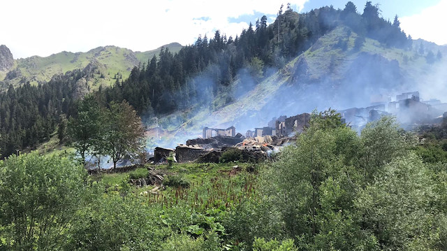 Fire breaks out in village in northeast Turkey