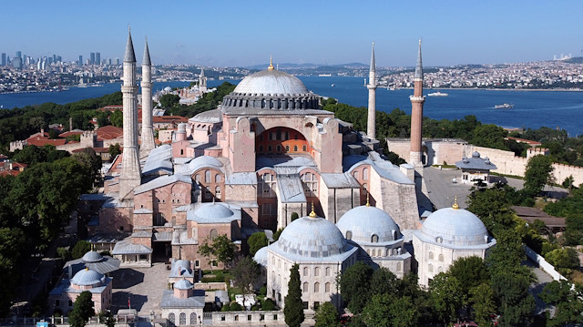 FILE PHOTO: Hagia Sophia or Ayasofya, a UNESCO World Heritage Site, that was a Byzantine cathedral before being converted into a mosque which is currently a museum, is seen in Istanbul, Turkey, June 28, 2020. Picture taken June 28, 2020. Picture taken with a drone. REUTERS/Murad Sezer -/File Photo

