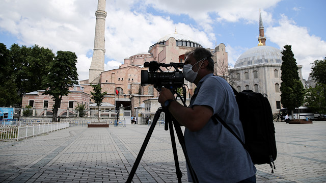 Ayasofya'ya yerli ve yabancı medya ilgisi. 