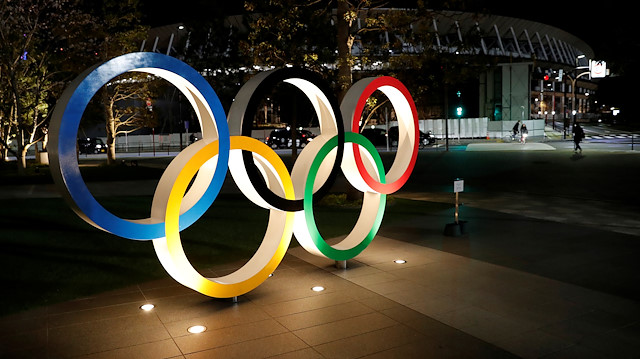 FILE PHOTO: A general view of Olympic rings following an outbreak of the coronavirus disease (COVID-19), in front of the Japan Olympics Museum in Tokyo, Japan March 24, 2020