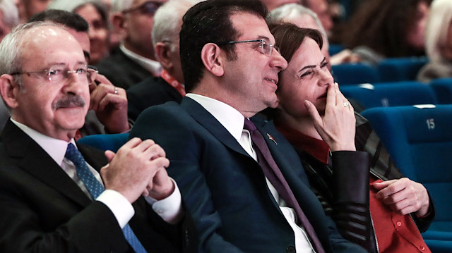 CHP Genel Başkanı Kemal Kılıçdaroğlu (solda), İBB Başkanı Ekrem İmamoğlu (ortada), CHP İstanbul İl Başkanı Canan Kaftancıoğlu (sağda).