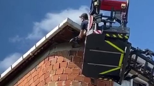 Elektrik tellerine takılan karganın kurtarılma anı kamerada