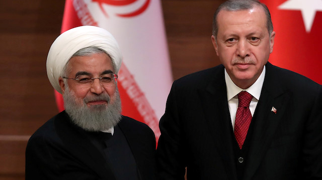 Presidents Hassan Rouhani of Iran, Tayyip Erdogan of Turkey