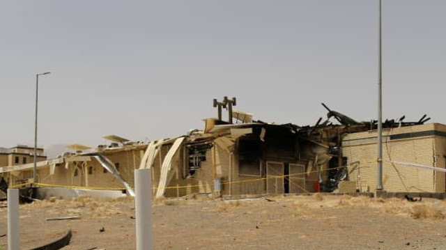 A view of a damaged building after a fire broke out at Iran's Natanz 